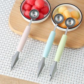 Steel Fruit Digger Cutting Watermelon Artifact Fruit Ball Digging Ball Ice Cream Round Spoon Fruit Cutting Carving Knife (Color: pink)